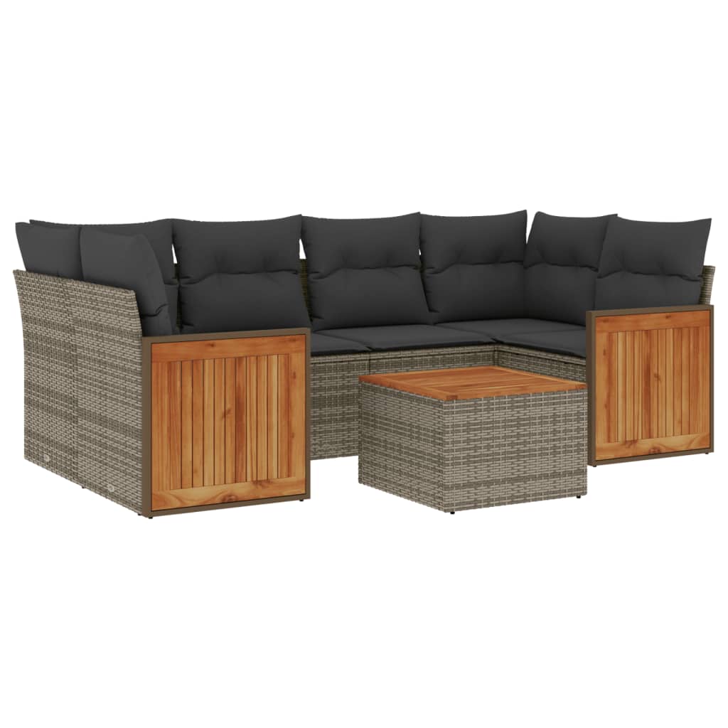 7-dijelni set vrtnih sofa sivi od poliratana