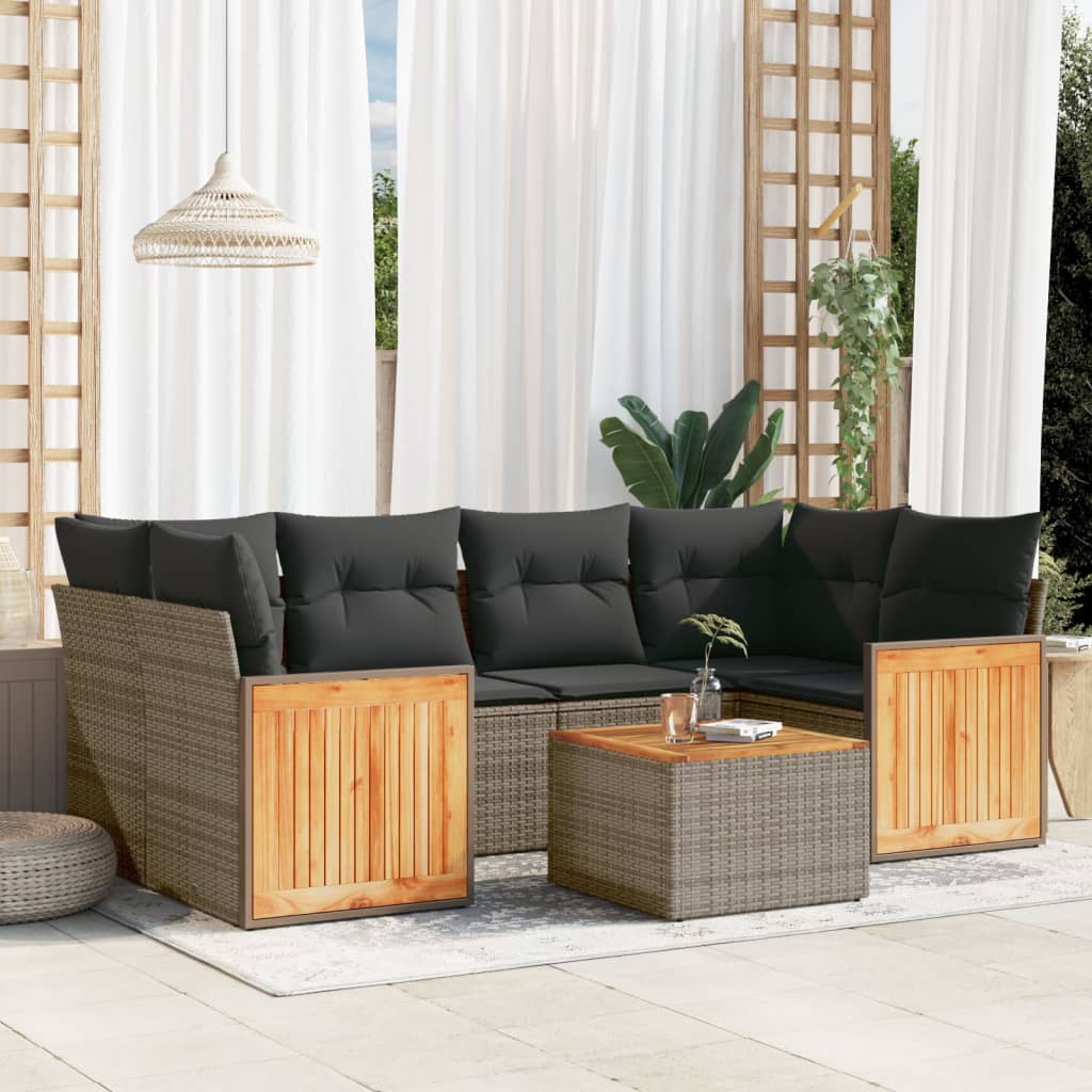 7-dijelni set vrtnih sofa sivi od poliratana