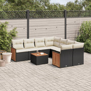 9-dijelni set vrtnih sofa s jastucima crni od poliratana