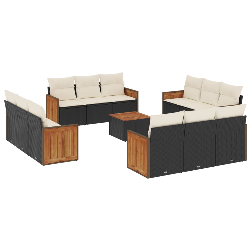 13-dijelni set vrtnih sofa s jastucima poliratan crni