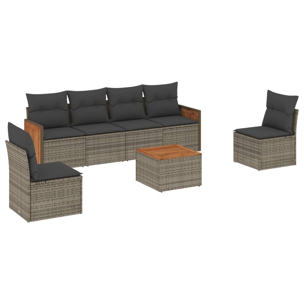 7-dijelni set vrtnih sofa sivi od poliratana