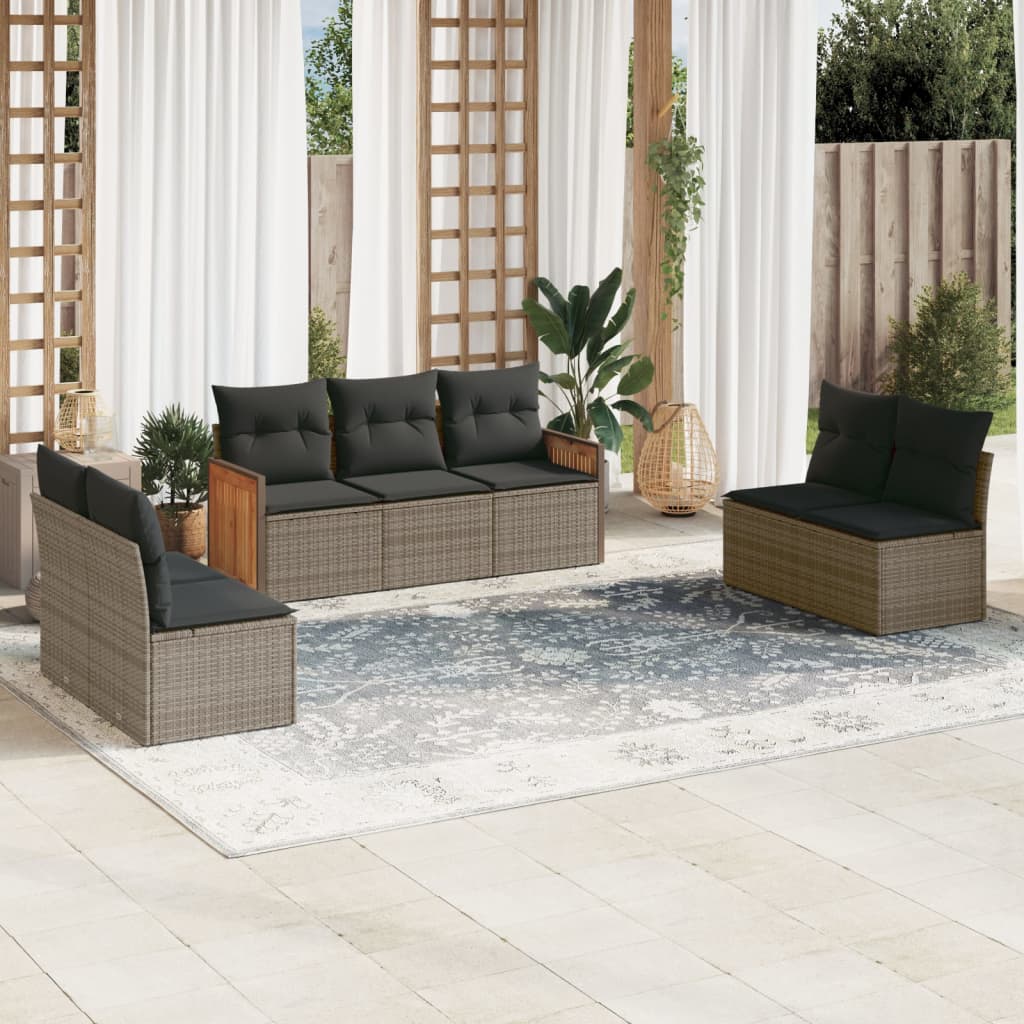 7-dijelni set vrtnih sofa sivi od poliratana