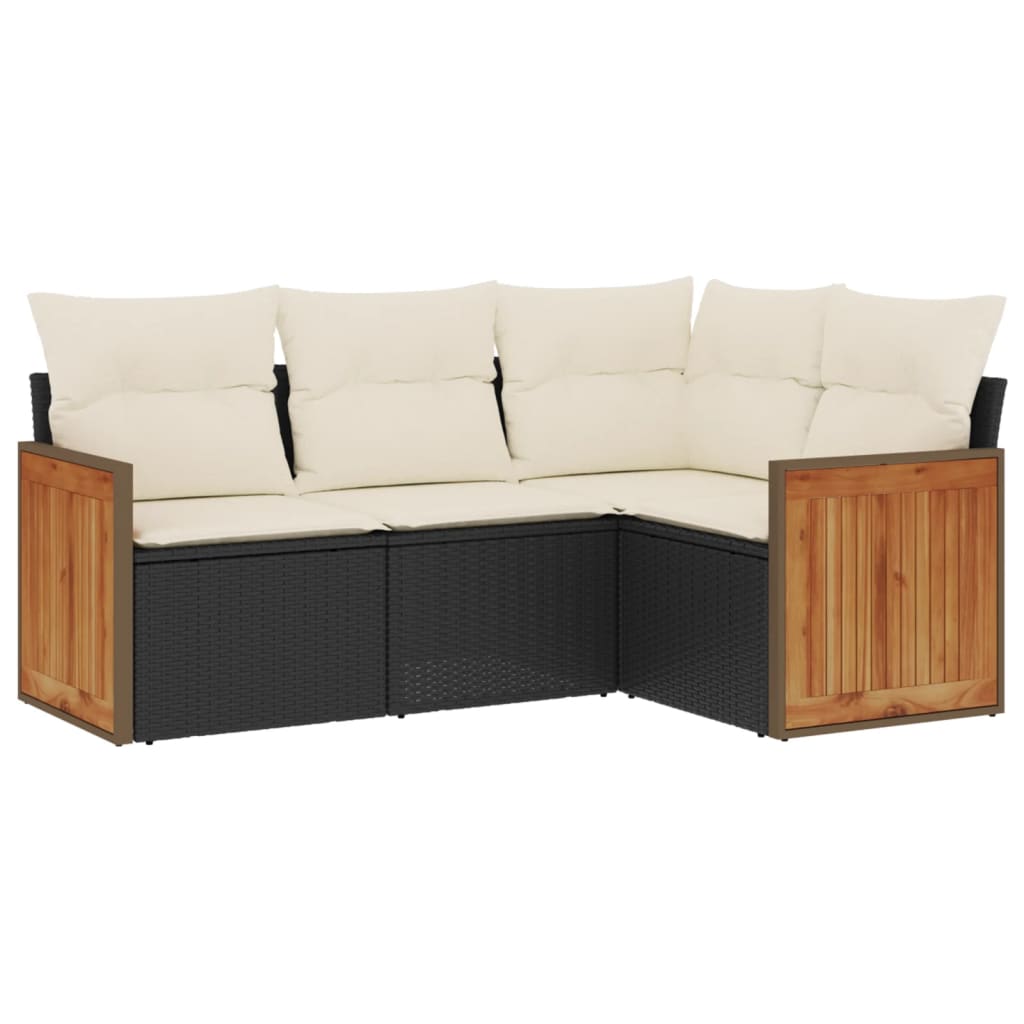 4-dijelni set vrtnih sofa od poliratana s jastucima crni