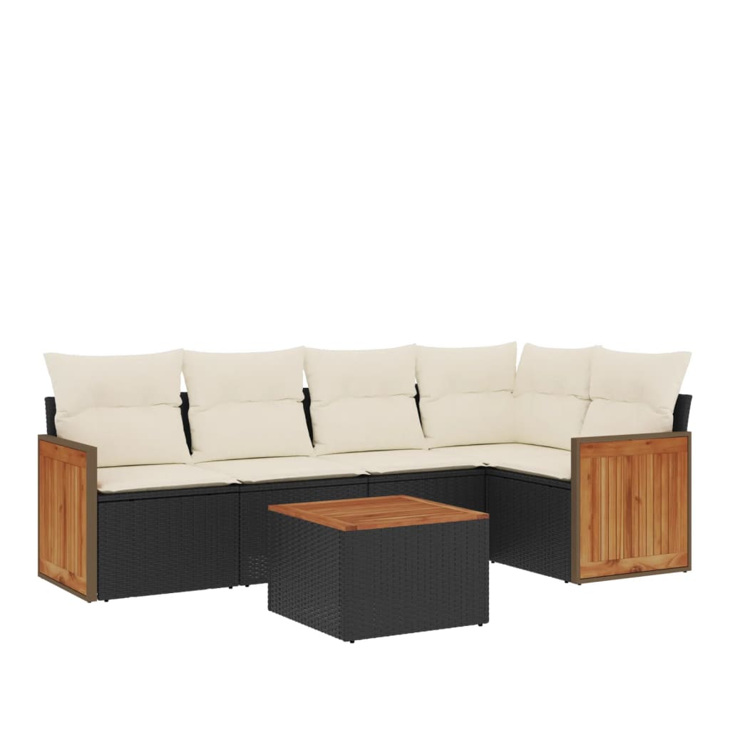 6-dijelni set vrtnih sofa s jastucima crni od poliratana