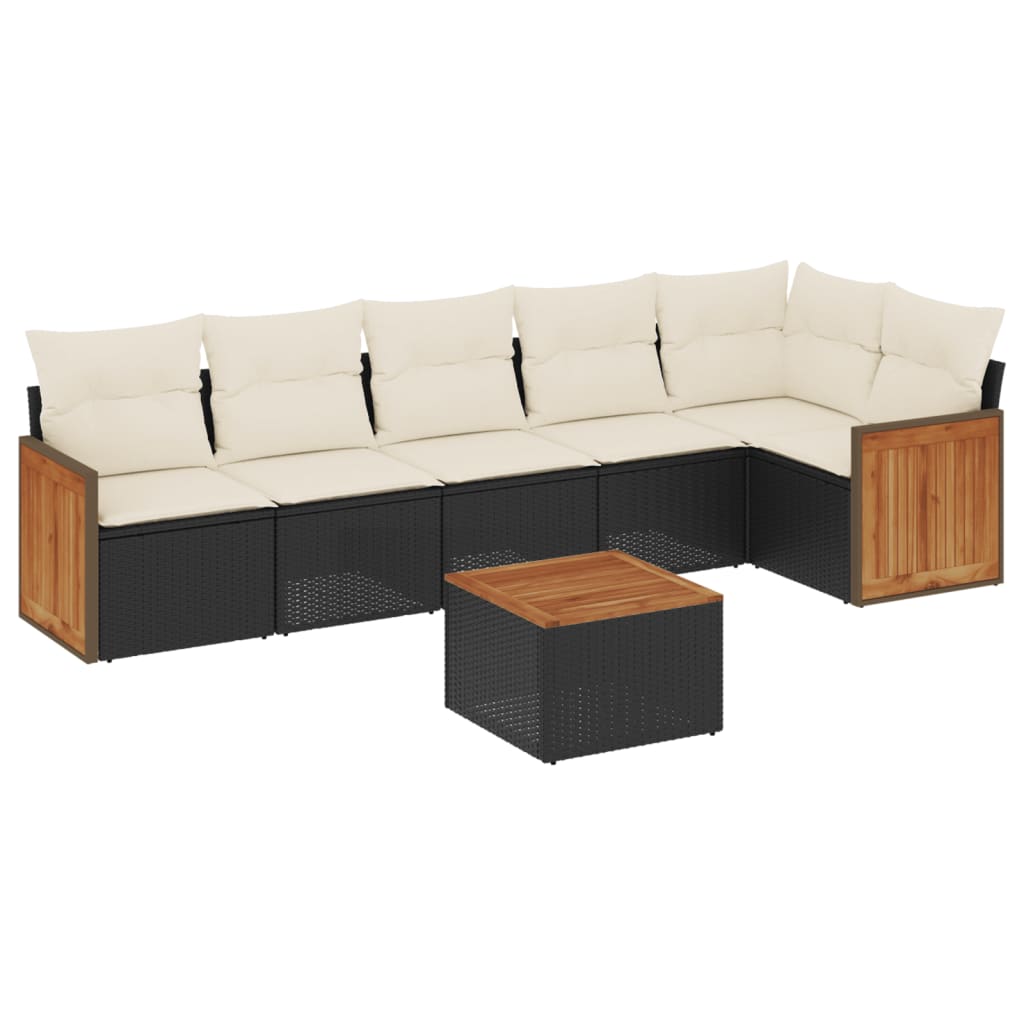 7-dijelni set vrtnih sofa od poliratana s jastucima crni