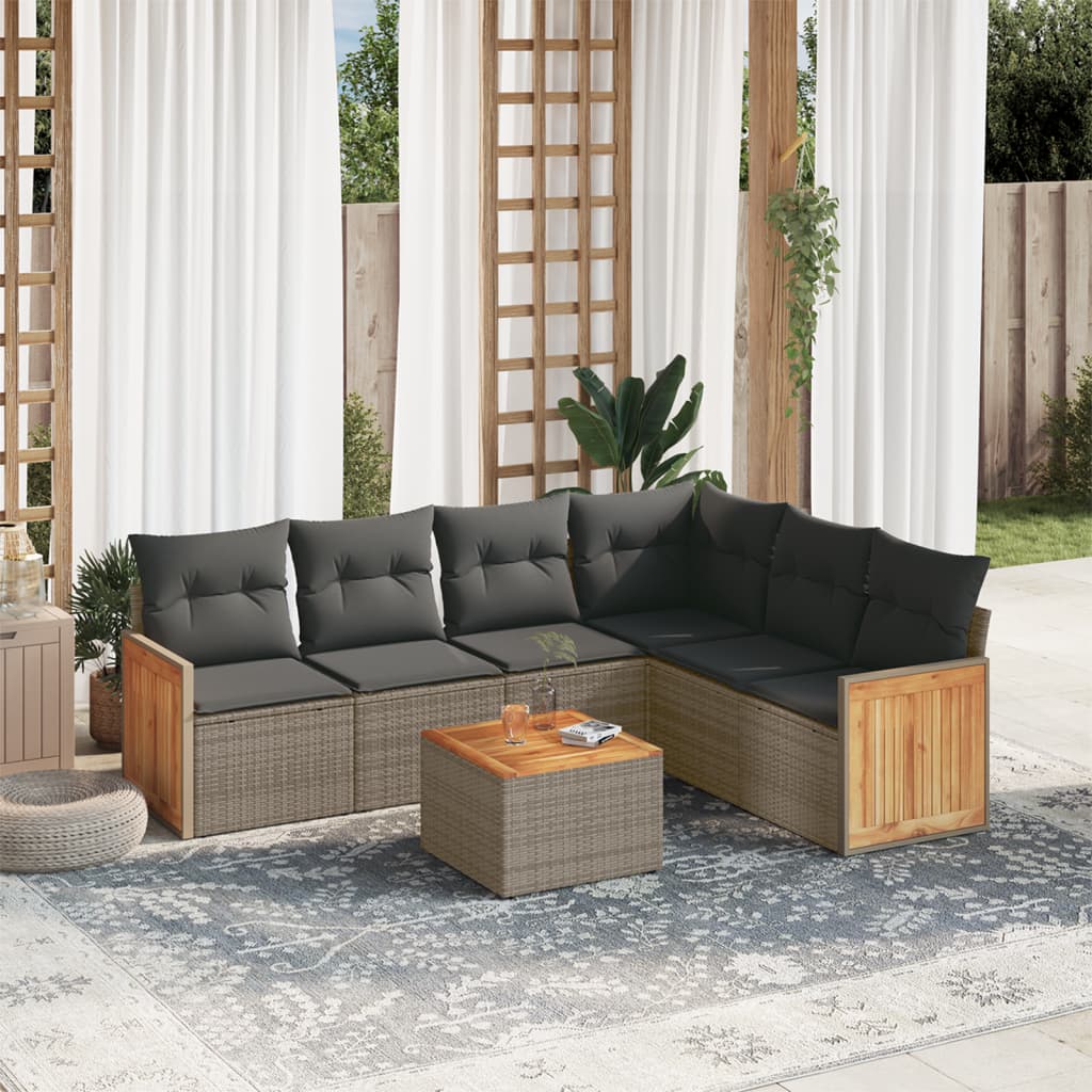 7-dijelni set vrtnih sofa sivi od poliratana
