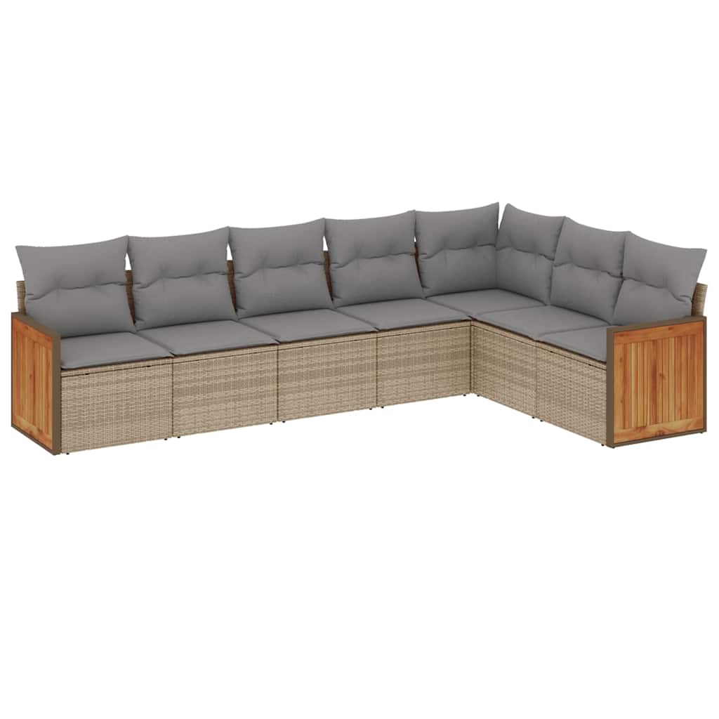 7-dijelni set vrtnih sofa od poliratana s jastucima bež