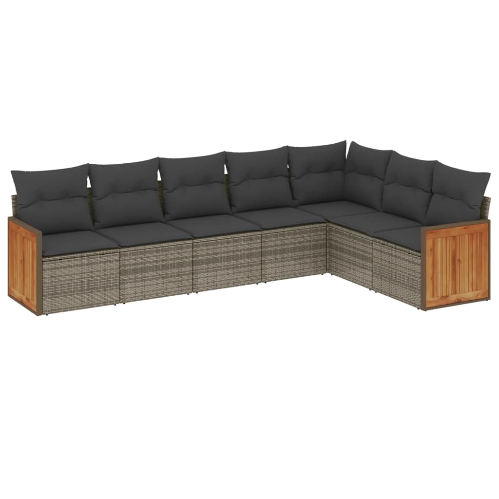 7-dijelni set vrtnih sofa sivi od poliratana