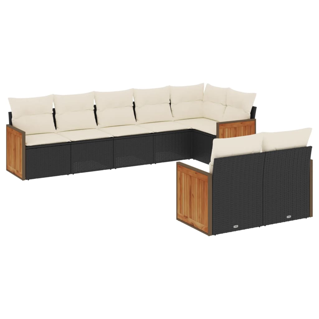 8-dijelni set vrtnih sofa od poliratana s jastucima crni