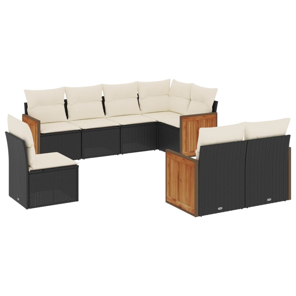 8-dijelni set vrtnih sofa od poliratana s jastucima crni