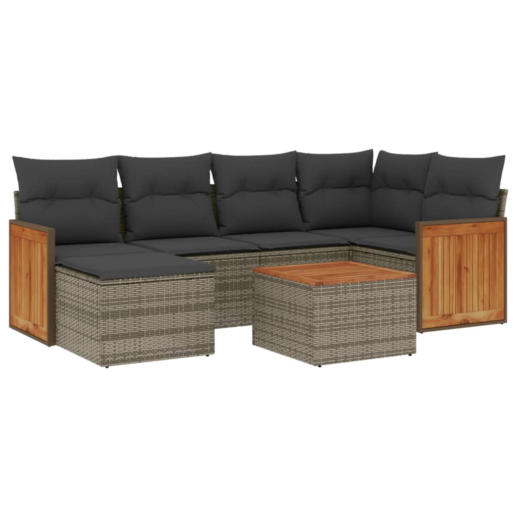 7-dijelni set vrtnih sofa sivi od poliratana