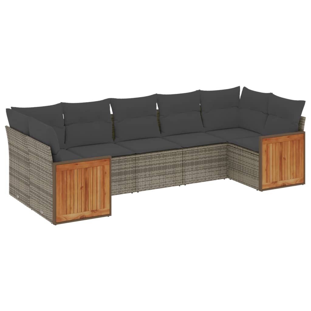 7-dijelni set vrtnih sofa sivi od poliratana