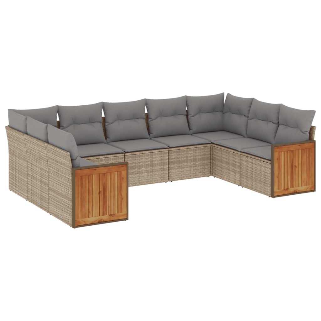 9-dijelni set vrtnih sofa s jastucima bež od poliratana