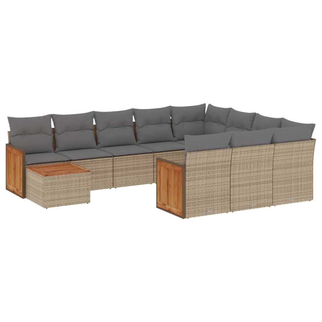 11-dijelni set vrtnih sofa od poliratana s jastucima crni
