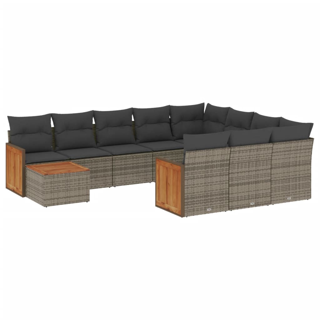 11-dijelni set vrtnih sofa od poliratana s jastucima crni