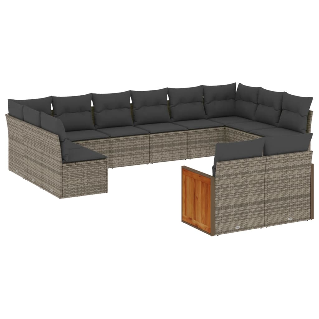 12-dijelni set vrtnih sofa od poliratana s jastucima sivi