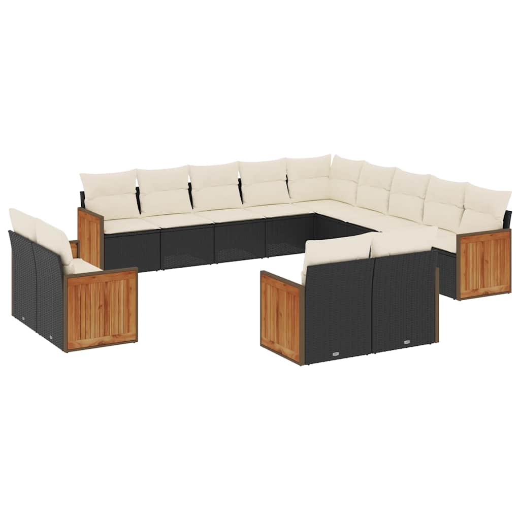 13-dijelni set vrtnih sofa s jastucima poliratan crni