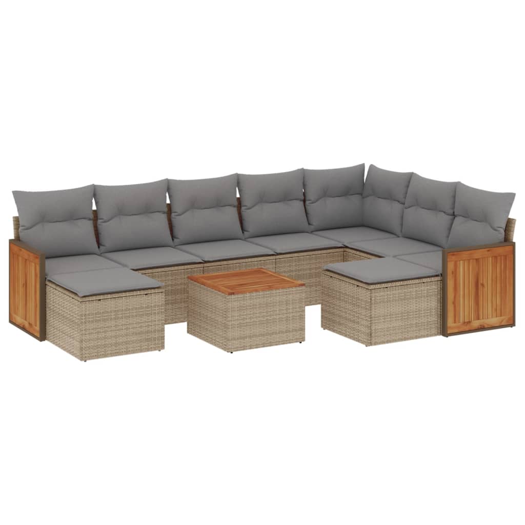 10-dijelni set vrtnih sofa s jastucima bež od poliratana