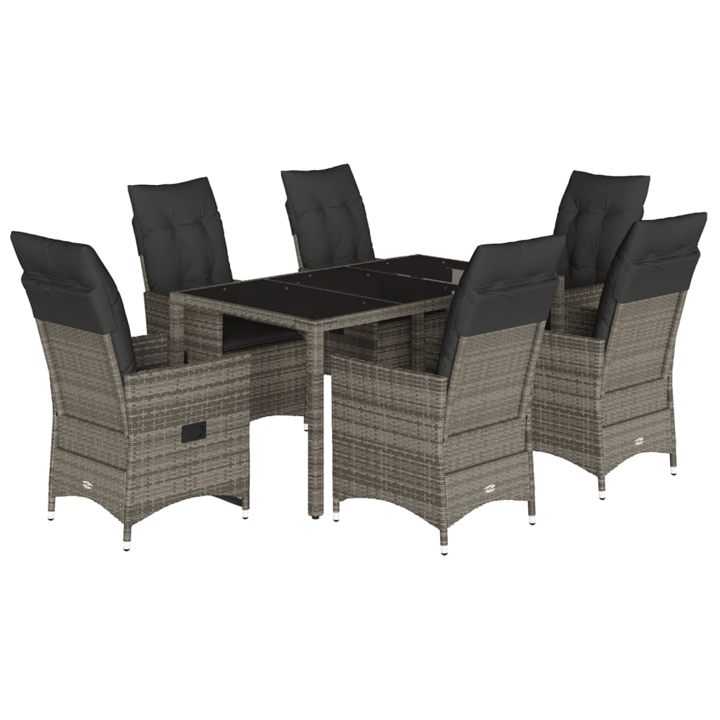 7-dijelni vrtni blagovaonski set sivi od poliratana Siva 150 x 90 x 75 cm
