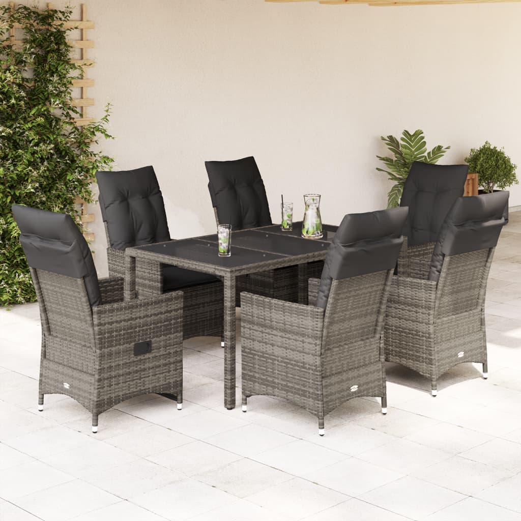 7-dijelni vrtni blagovaonski set sivi od poliratana Siva 150 x 90 x 75 cm