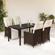 5-dijelni vrtni bistro set od poliratana s jastucima smeđi Smeđa 150 x 90 x 75 cm