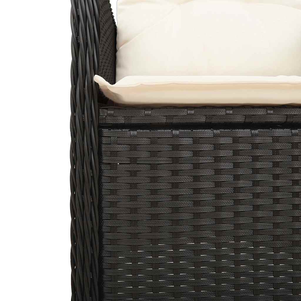 9-dijelni vrtni bistro set od poliratana s jastucima crni