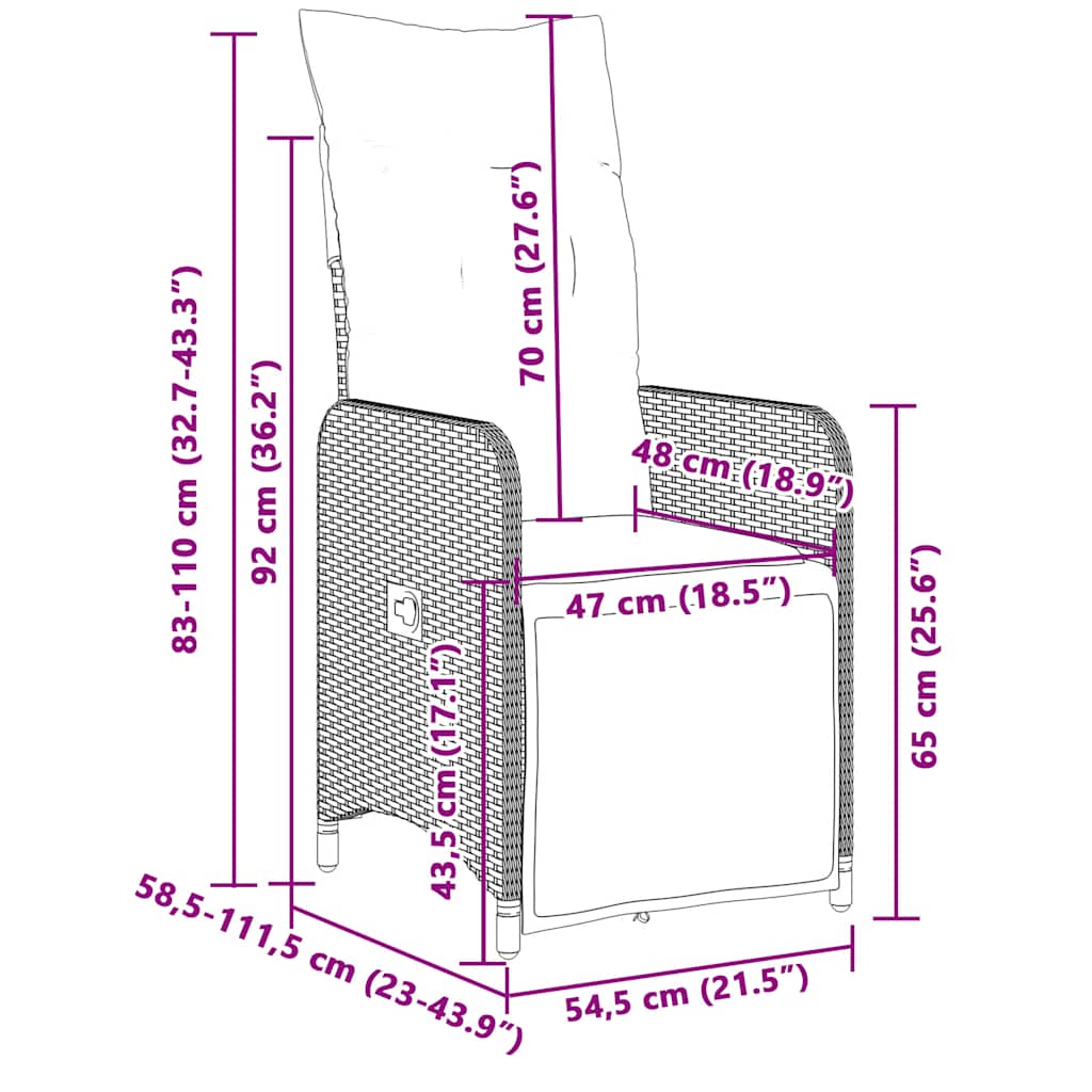 7-dijelni vrtni bistro set od poliratana s jastucima sivi