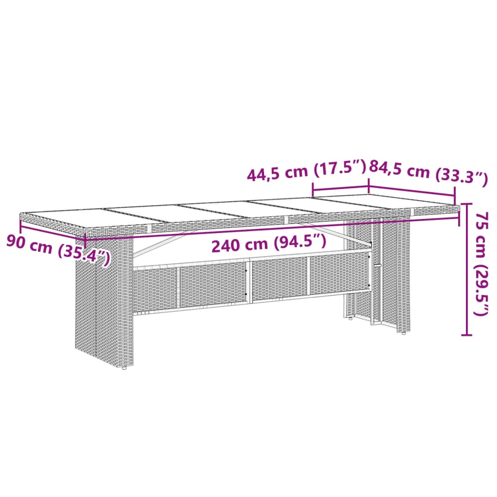 9-dijelni vrtni bistro set od poliratana s jastucima crni