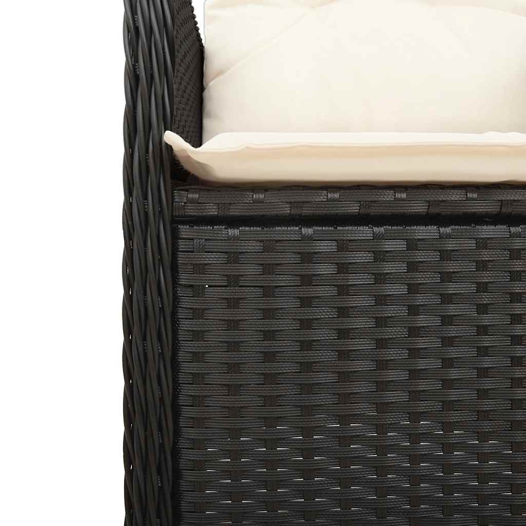11-dijelni vrtni bistro set od poliratana s jastucima crni
