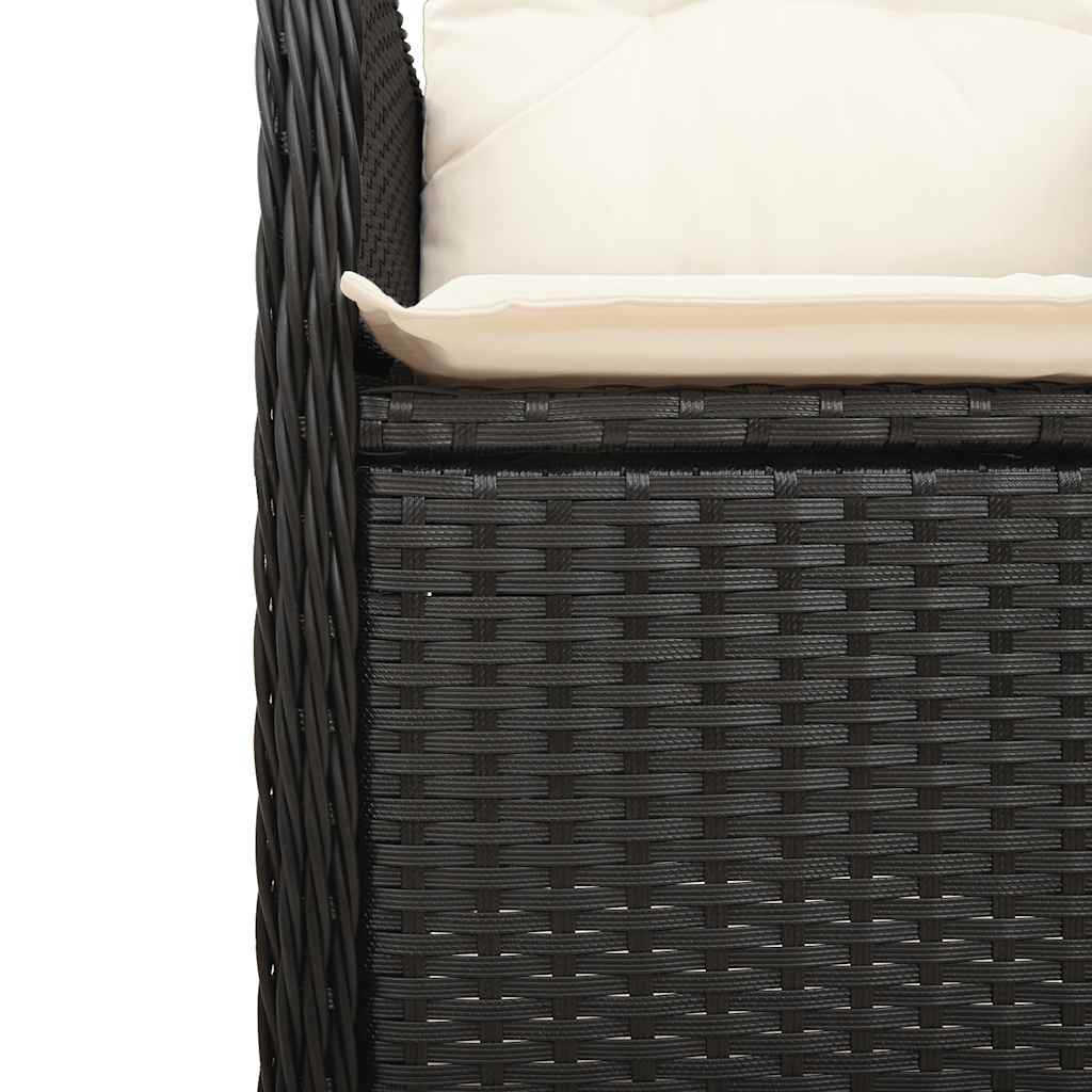 11-dijelni vrtni bistro set od poliratana s jastucima crni