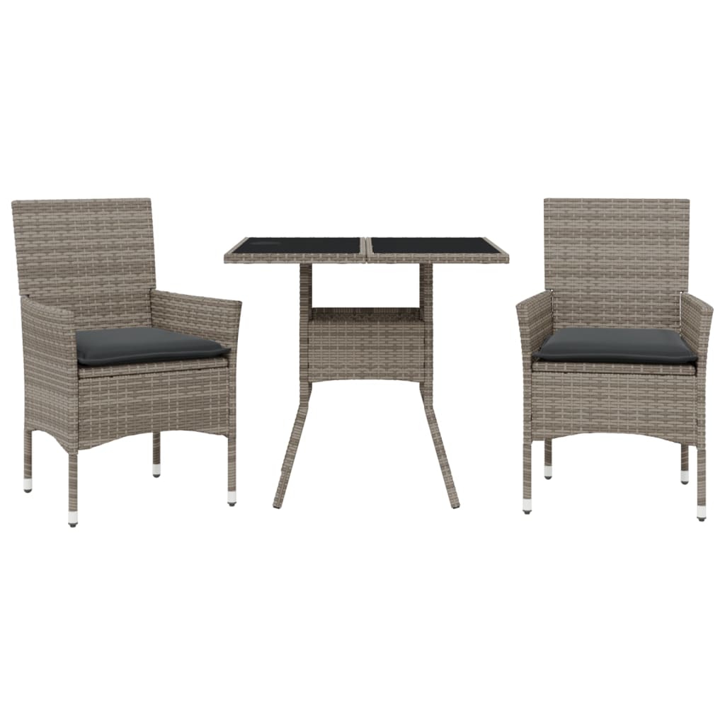 3-dijelni vrtni blagovaonski set s jastucima poliratan i staklo