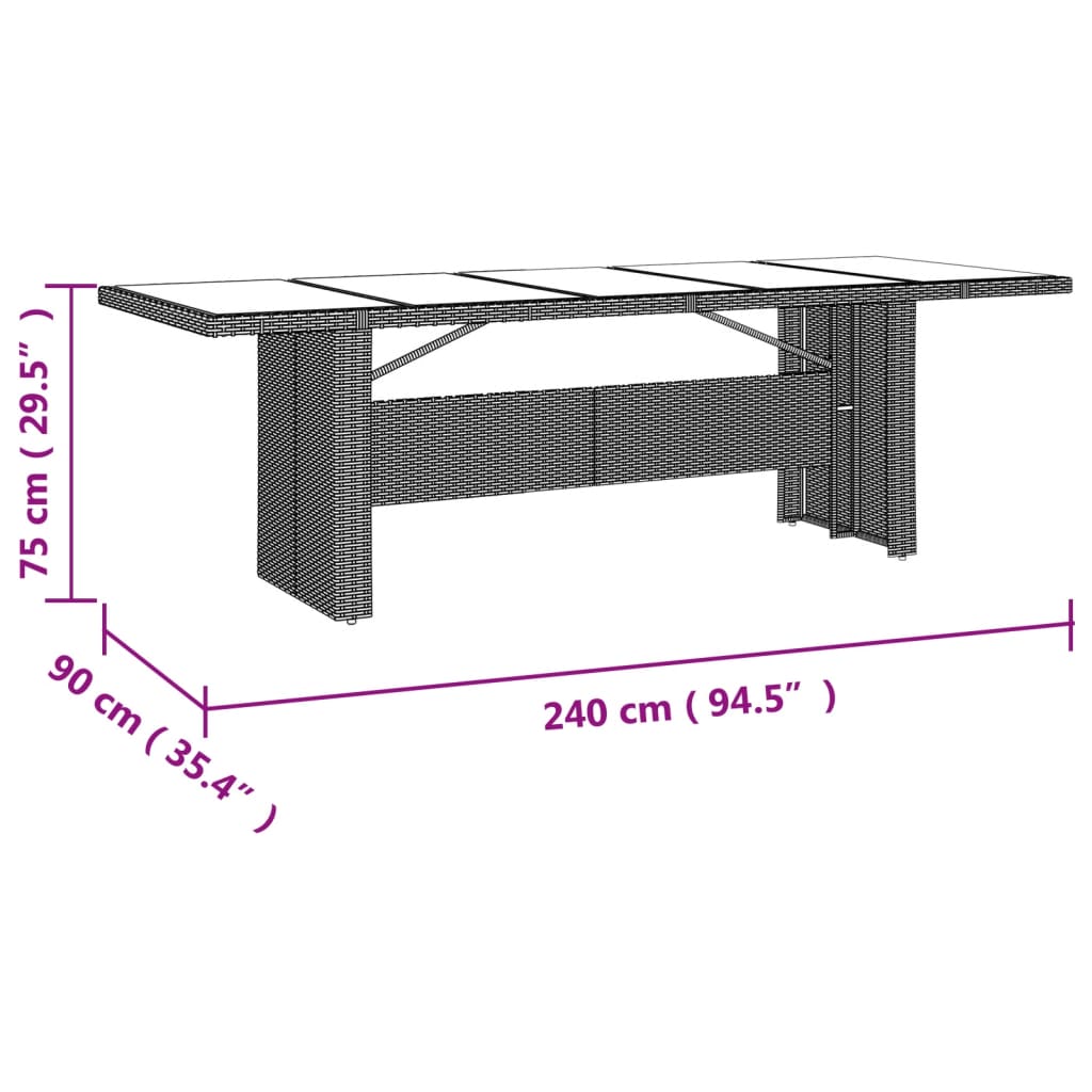 11-dijelni vrtni blagovaonski set od poliratana s jastucima bež