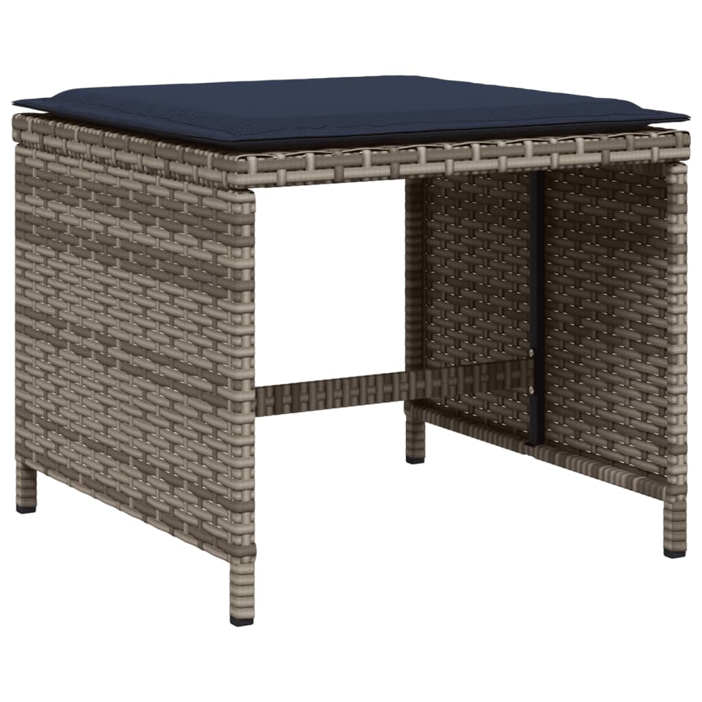 17-dijelni vrtni blagovaonski set s jastucima sivi poli ratan