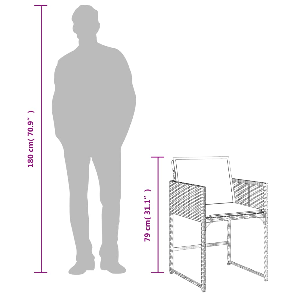 Vrtni blagovaonski set od 5 dijelova s jastucima, sivi poliratan