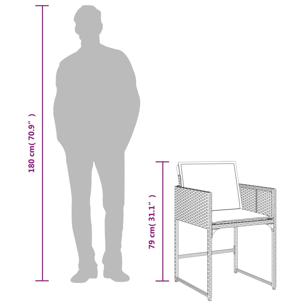 11-dijelni vrtni blagovaonski set s jastucima poliratan sivi