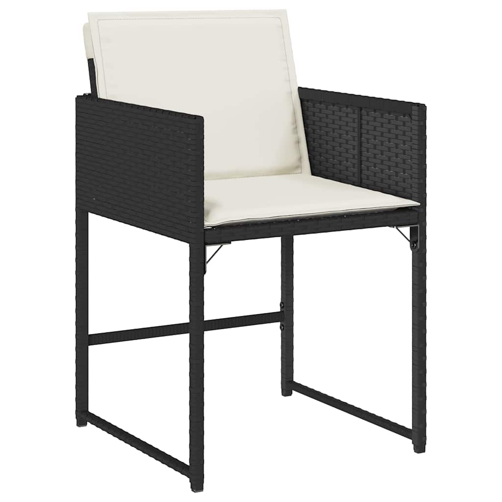 9-dijelni vrtni blagovaonski set s jastucima crni od poliratana