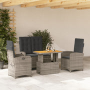 4-dijelna vrtna garnitura od poliratana s jastucima siva 90 cm table length