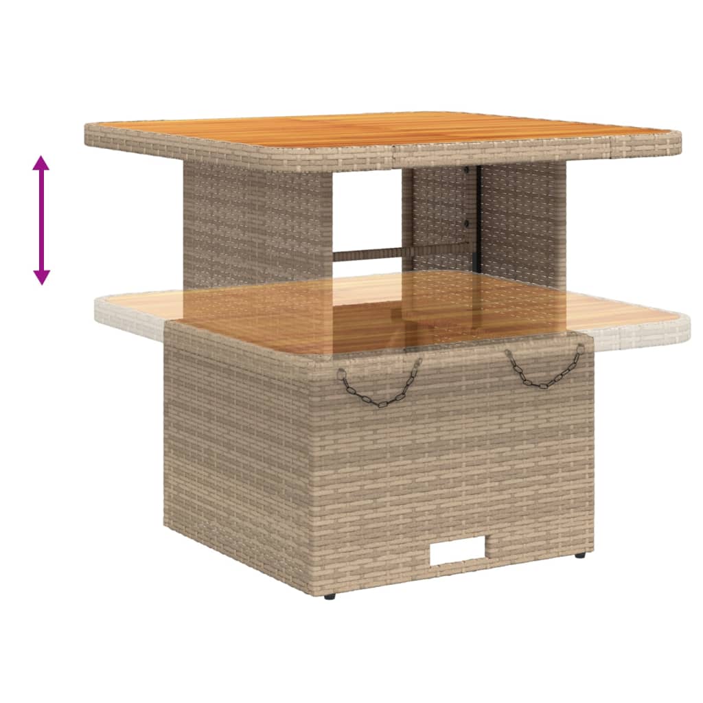 3-dijelni vrtni blagovaonski set od poliratana s jastucima bež