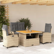 4-dijelni vrtni blagovaonski set od poliratana s jastucima bež 110 cm table length