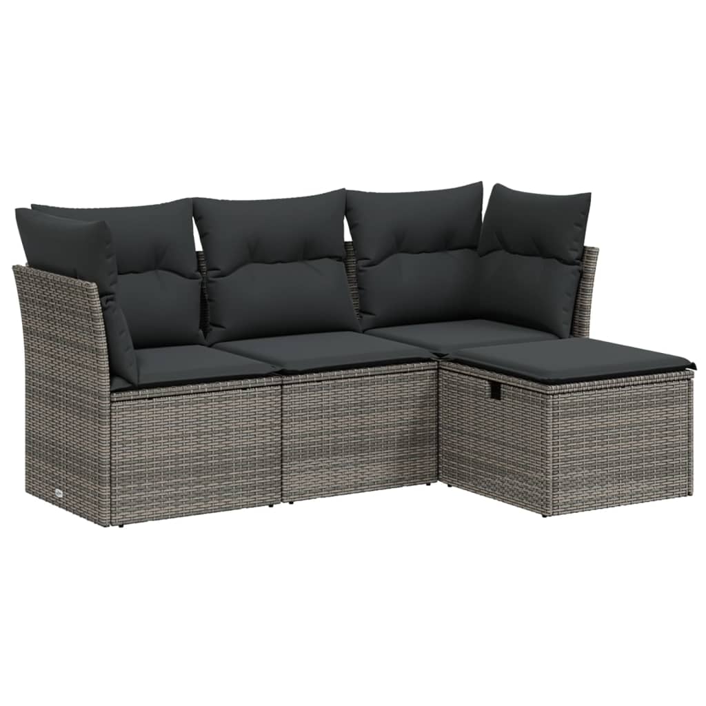 4-dijelni set vrtnih sofa od poliratana s jastucima sivi