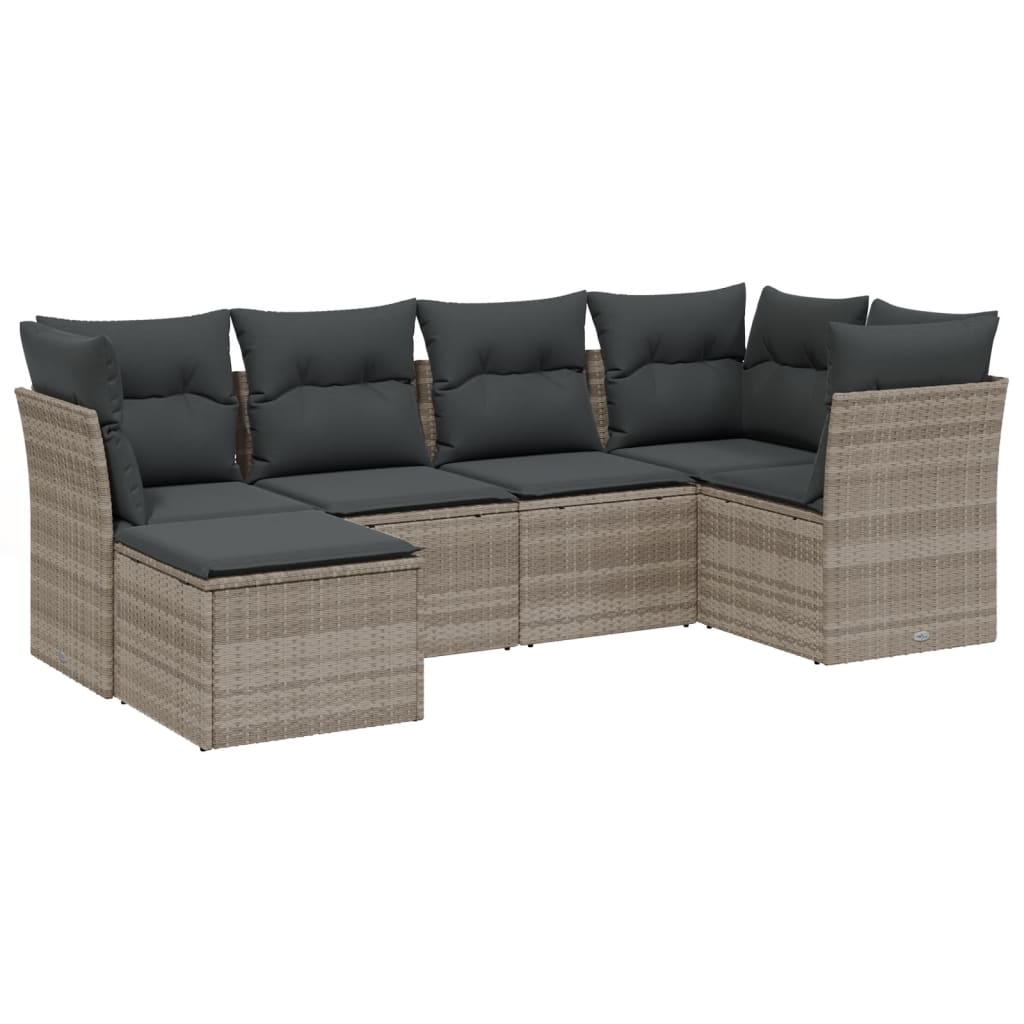 6-dijelni set vrtnih sofa od poliratana s jastucima svjetlosivi