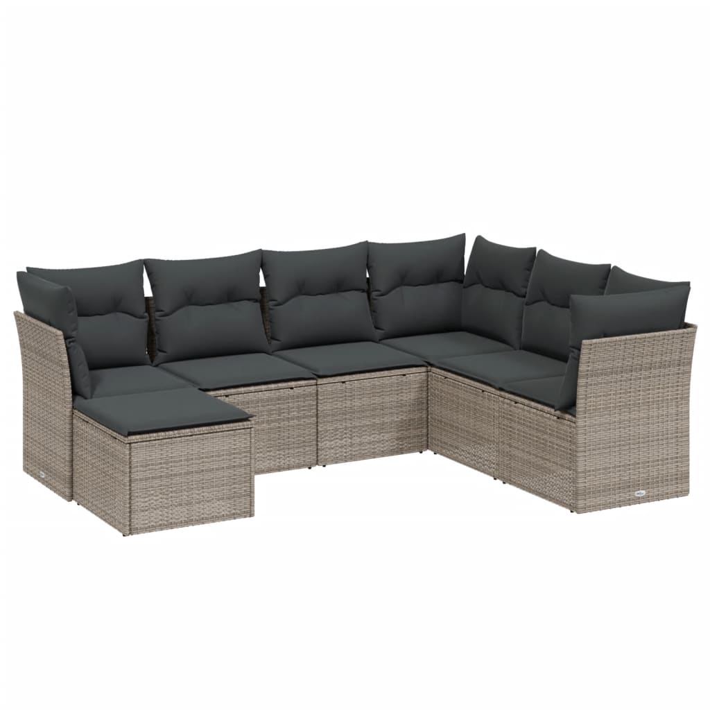 7-dijelni set vrtnih sofa svjetlosivi od poliratana