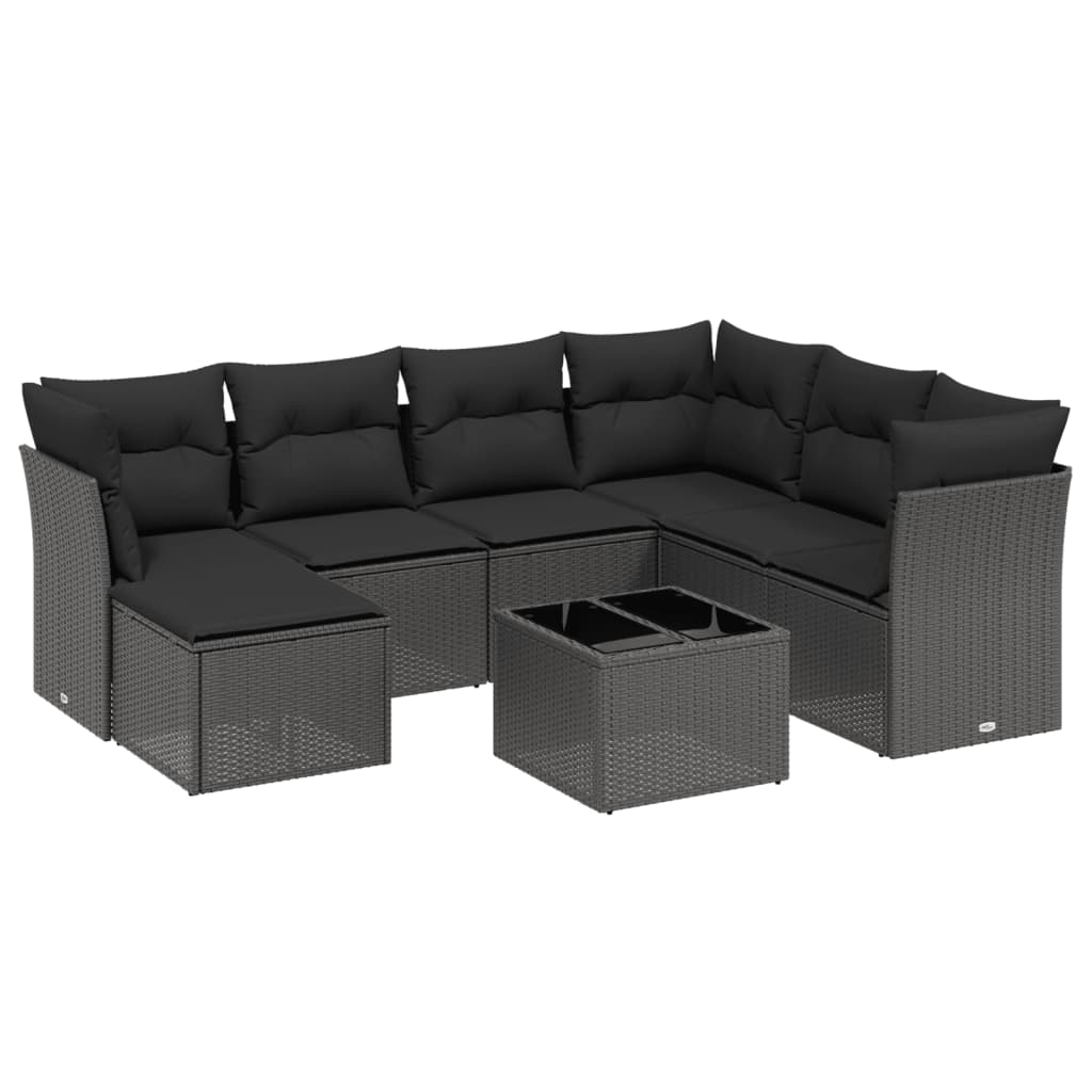8-dijelni set vrtnih sofa od poliratana s jastucima crni