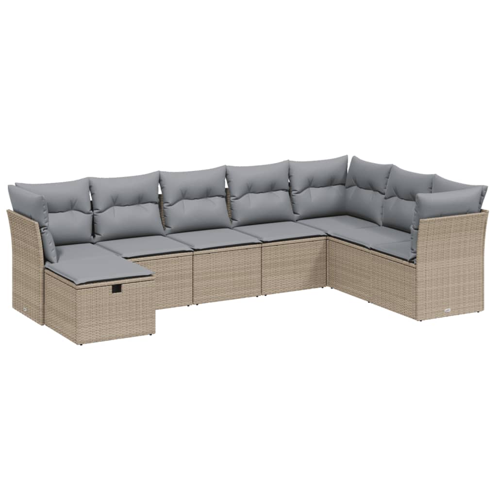 8-dijelni set vrtnih sofa s jastucima bež od poliratana