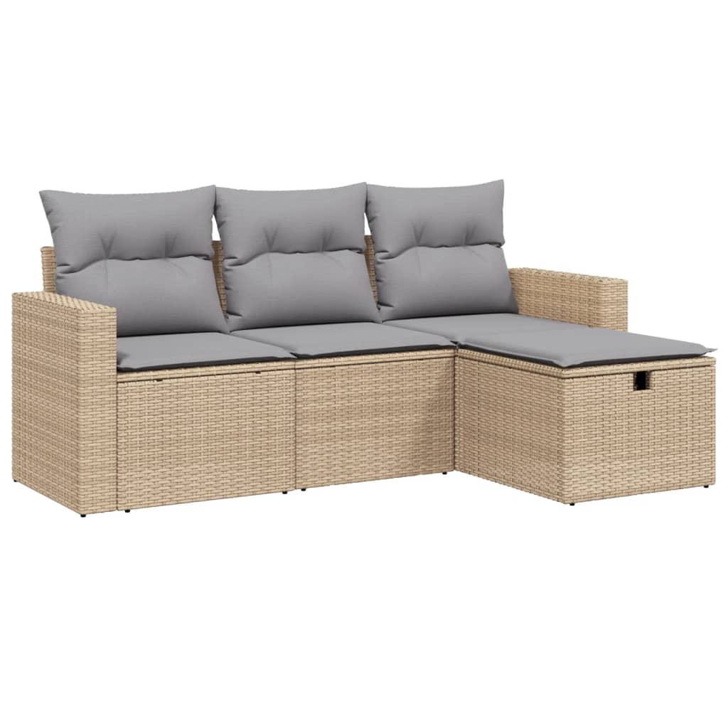 4-dijelni set vrtnih sofa s jastucima bež od poliratana