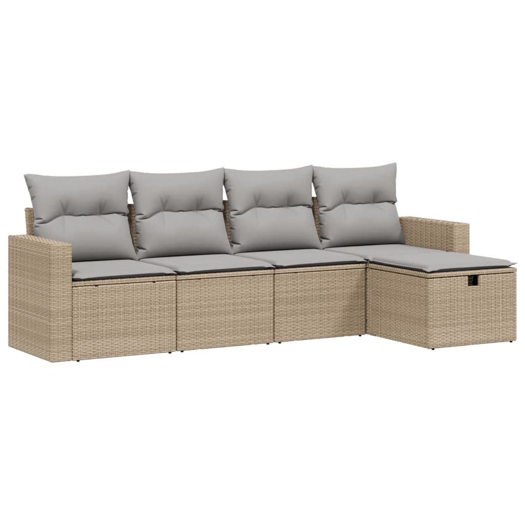 5-dijelni set vrtnih sofa s jastucima bež od poliratana