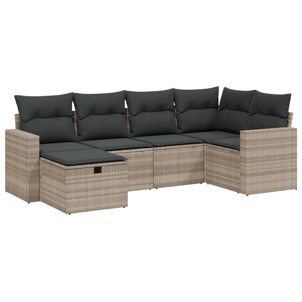 6-dijelni set vrtnih sofa od poliratana s jastucima svjetlosivi