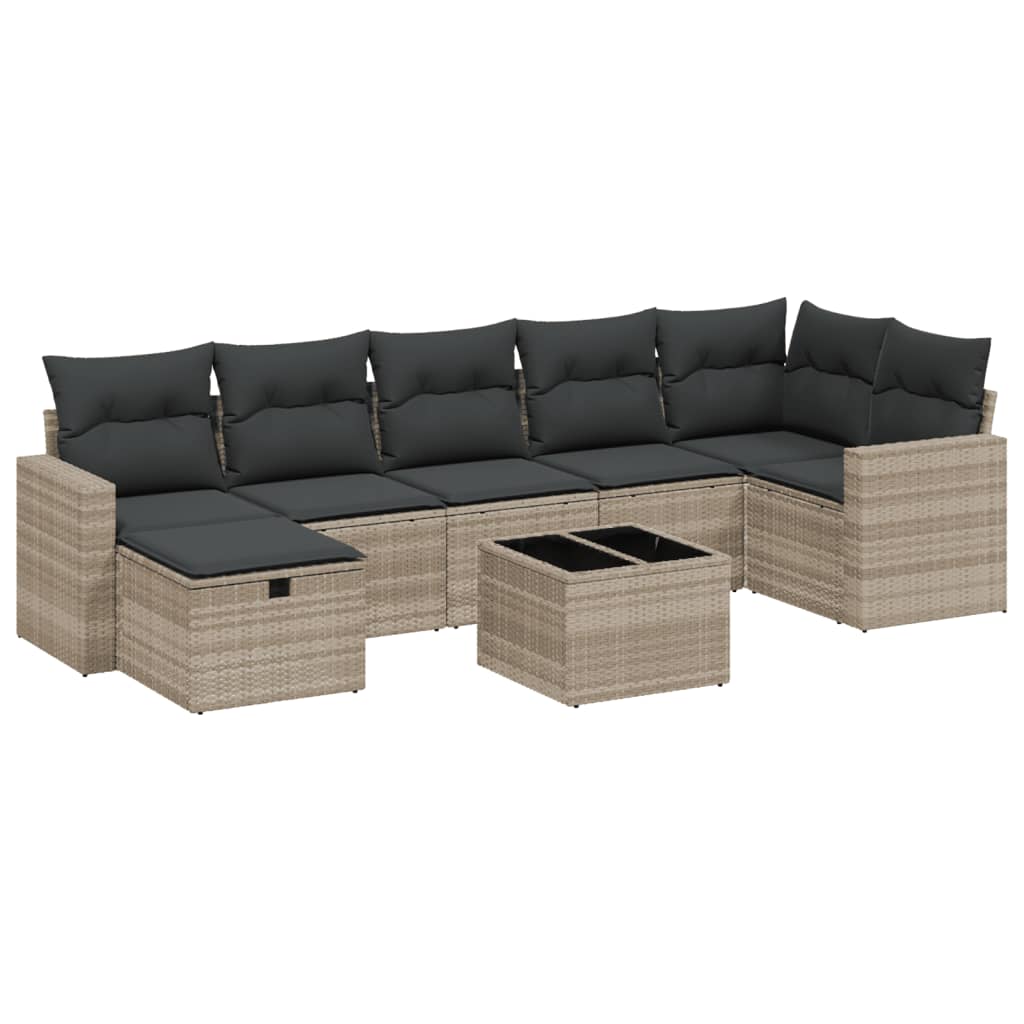 8-dijelni set vrtnih sofa od poliratana s jastucima svjetlosivi