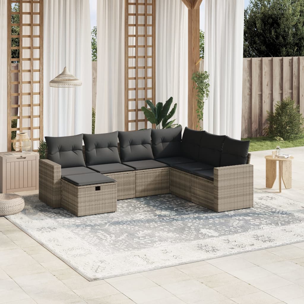 7-dijelni set vrtnih sofa svjetlosivi od poliratana