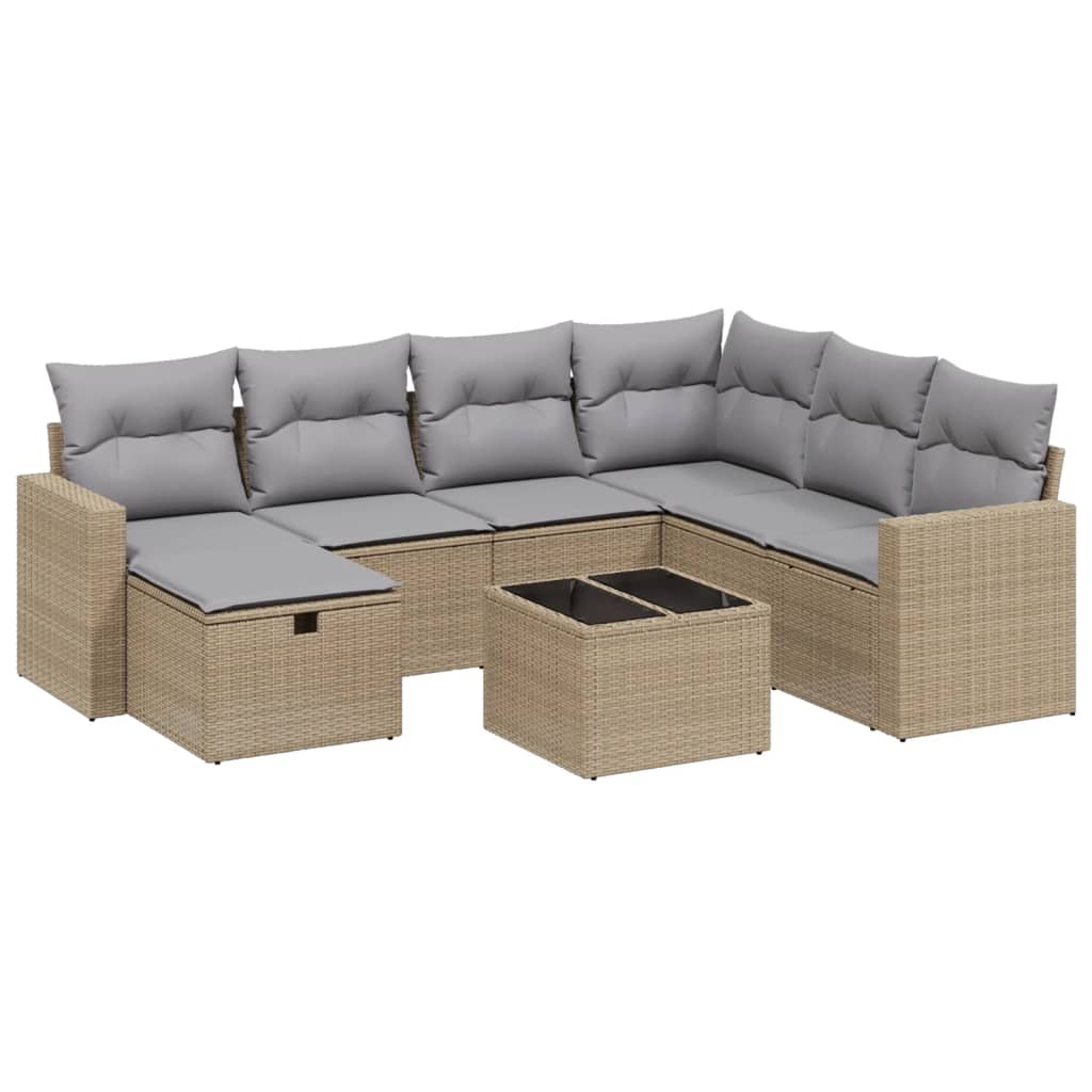8-dijelni set vrtnih sofa s jastucima bež od poliratana